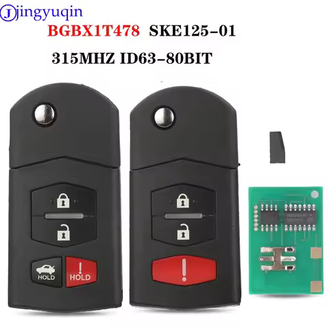 jingyuqin Remote Flip Remote Car Key 315Mhz 4D63 Chip For Mazda 2 3 5 6 8 CX-7 CX-9 MX-5 BGBX1T478 S