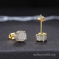 Diamond Men's Earrings Strobe Hip-Hop Full Diamond Earrings Earrings High-End Zircon Micro-Inlaid WI