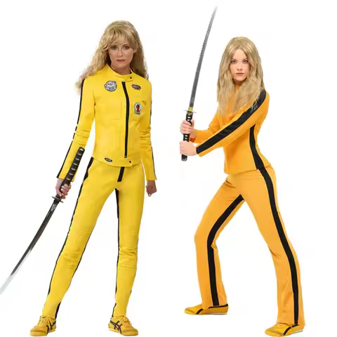 Movie Kill Bill The Bride Beatrix Kiddo Cosplay Costume Kung Fu Jumpsuit for Women Halloween Carniva