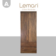 Arturo - Lemari Solid Wood Wardrobe 2 Door With Drawer