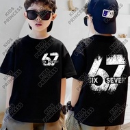 COD Oversize Boys' T-Shirt No. 67 Pattern Short-Sleeved Shirt Black Street Fashion Korean Style 90-1
