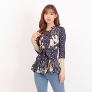 BIG SALE Batik Blouse Top Wanita 311 - Navy FL