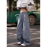 baggy track pants seluar baggy lelaki baggy pants American Retro Blue Striped Overalls Men's Spring 