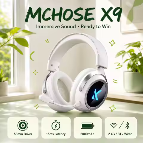 MCHOSE X9 Master Gaming Headset 7.1 FPS Surround Sound 53mm Diaphragm 15ms Low Latency AI Noise Canc