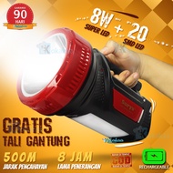 Surya Senter LED JUMBO Jarak Jauh 2 IN 1 SHT L8W 20 LED SMD Tahan 8 Jam Led Super Terang Rechargeabl