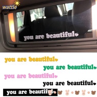 WATTLE Car Mirror Stickers, Vinyl English Letter Rearview Mirror Decal, Wall Decal Gift You Are Beautiful Self-Adhesive Window Decal for Car Window