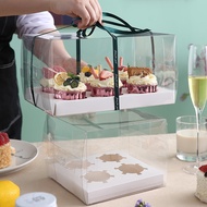 Transparent Transparent Cupcake Packaging Box 2 Pcs 4 6 12 Four 6 Heightened Portable Packaging Dess