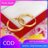 ┅℗❏Saudi Gold 18k Pawnable Legit Earrings Female 2.3 cm Wide Glossy Jewelry Vintage