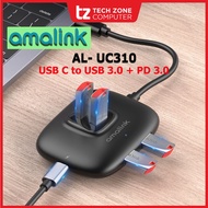 Amalink USB C Hub to USB 3.0 4 Port with PD 3.0 Port Adapter Hub Type C Compatible for PC (AL-UC310)