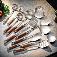 內地直送 - 316不銹鋼鍋鏟 炒菜鏟子 花梨木柄鏟 湯匙 套裝 炒匙 漏杓 蘑菇鏟 煎鏟