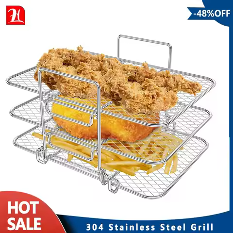 Air Fryer Rack for Ninja Air Fryer Three-tier Double Basket Air Fryer Accessories 304 StainlessSteel