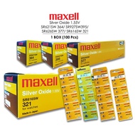 [1Box-100Pcs] Maxell SR 626SW 377/SR 621SW 364/SR 616SW 321/ SR 927SW 395 Silver Oxide 1.55V Battery