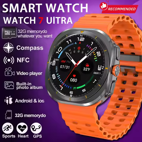 2025 New DT Watch 7 Ultra Smart Watch Men 32GB Memory Video GPS NFC 47mm AMOLED Fitness Sports Track