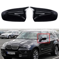 For BMW X5 E70 X6 E71 2007-13 Side Wing Mirror Cover Caps Gloss Black Left+Right