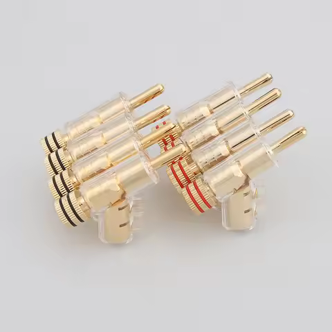 4pcs/set VB202G High Performance 24K Gold Plated Audio Banana Connectors 45Dgree Locking Banana Plug