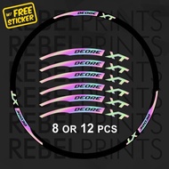 Shimano DEORE XT Holographic/Oil Slick (8 or 12 pcs) Wheel Rim Stickers for Mountain Bike/Road Bike