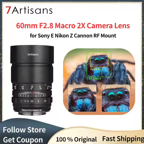 7artisans 60mm F2.8 Macro 2X Camera Lens Full Frame Large Aperture Manual Focus Lens for Sony E Alph