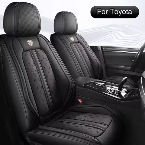 Perforated PU Leather Car Seat Covers Compatible with Toyota Hybrid RAV4, Camry, Corolla, 4Runner, P