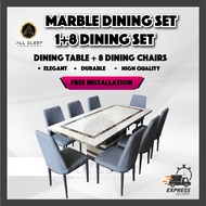 Set Meja Makan 8 Kerusi Meja Batu Marble Dining Table Set 8 Chair Nordic Style Modern