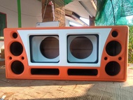 ลำโพงบลูทูธ DIY ( งานหุ้มเลือกสีทักข้อความ) ซับ8นิ้วคู่ กลาง 4×4 แหลม 2×2 ไม้mdf 15มิล