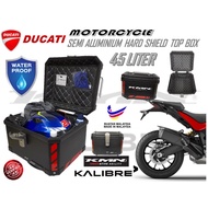DUCATI SEMI ALUMINIUM WATERPPROOF TOP BOX 45LITER MOTORCYCLE HARD SHIELD TOP CASE KMN KALIBRE HIGH Q