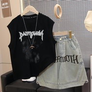 Clothes Set Sleeveless Korean Pattern Boy 20-60kg – Cool, Comfortable Summer
