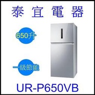 【泰宜電器】CHIMEI 奇美 UR-P650VB 雙門電冰箱 650公升 【另有NR-C501PG】