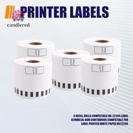 5 Refill Rolls Compatible DK22205 Label 62mmx30.48M Continuous Compatible for Brother Label Printer 