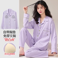 100% cotton pajamas set a variety of pajamas with chest pads womens cardigan pure cotton long-sleeve