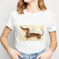 Cute dachshund dog T-shirt cute dachshund dog Round Neck Casual Short-Sleeved T-shirt Female INS