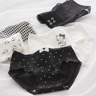 Women's Cotton Pants with Elegant Cat Pattern 0133