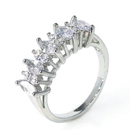 H4350 Silver Diamond Ring White Row K Gold/Anti-Fade Men's Women's Korean Jewelry Couple Rhinestone 