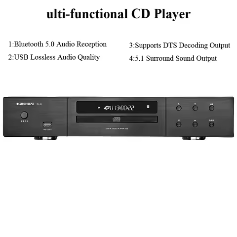 Lossless Hi-Fi CD Player with Bluetooth 5.0 SD7402 DAC Chip with DTS Decoding Home Hi-Fi CD Music Pl