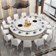 BW88# Litingjushi（LAITINJS） Marble round Table Stone Plate Dining Tables and Chairs Set Electric Dining Table Commercial