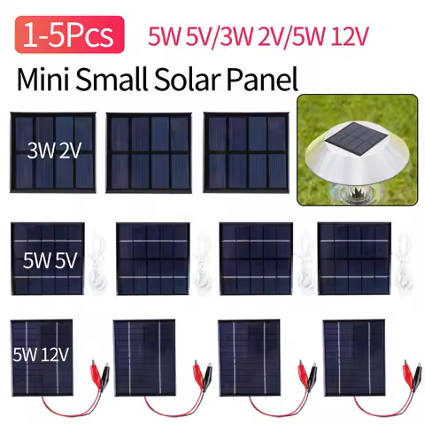 1-5Pcs 5W 12V 5W 5V 3W 2V Mini Solar Panel Module Waterproof DIY Polysilicon Solar Epoxy Cell Charge