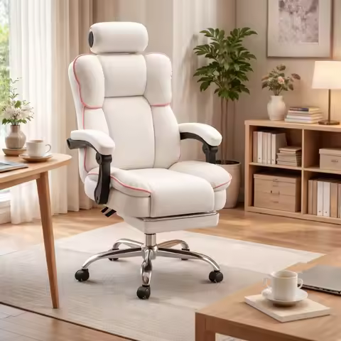 Gaming Chair Latex Cushion Ergonomic Reclining Office Chair Lumbar Support Headrest Leather Computer