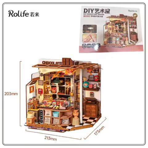 New Rolife Handmade DIY Hut Henry's Chocolate Shop Miniature Scene Art House Assembling Blocks Child