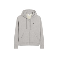 AMI PARIS Cotton Zipped Ami De Coeur Hoodie Grey (FW25)