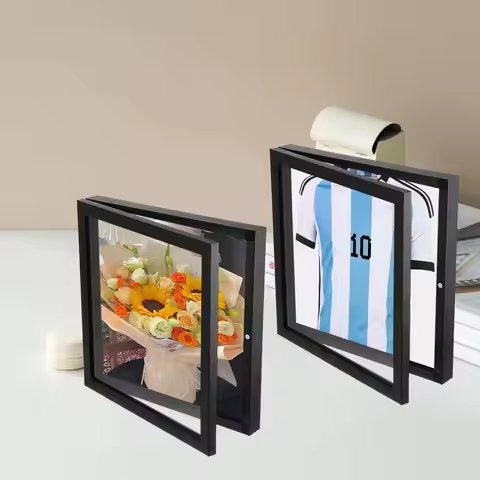 Display Frame Wood T Shirt Display Case 13x13/ 18x14inch Double Layer Magnetic Display Box Frame For