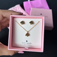 KSNY Kate Spade Earrings Necklace Jewellery Set (Gold tone)