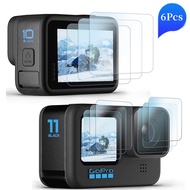 3/6Pcs HD Tempered Glass For GoPro Hero 12 11 10 9 Black Lens &amp; Front &amp; Back 9H Hard Screen Protector For GoPro Hero11 Hero10 Hero9