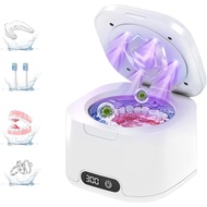 Ultrasonic Retainer Cleaner with UV 300ML 49kHz Dental Cleaning Pod for Dentures Aligners Night Guar