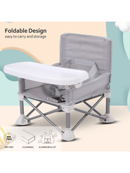 新款多功能摺疊兒童高椅,嬰兒餵食座椅,鋁合金椅子配可拆卸餐盤,便攜,增高,可摺疊餐椅