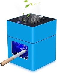 VTAR Smoke Purifier Ashtray with Lighter, USB-C Rechargeable Ashtray Multifunctional Air Purifier, Indoor Household or Office Smoke Exhaust Ashtray（BLUE）
