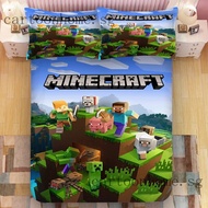 minecraft Bed Set Single/Super single/Queen/King Fitted Bedsheet With Rubber around and Pillowcase Customizable Cartoon Beddings