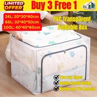 24L/66L/100L Extra Large Storage Box Foldable Oxford Box Steel Frame Detachable Storage Box Clothes 
