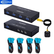 4 Port VGA KVM Switch with Remote Support Wireless OZQVPUA KVM Switch VGA with 4 KVM Cable for 4 PC 