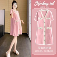 孕妇连衣裙maternity dress孕妇夏装连衣裙2024新款针织遮肚夏款短裙小个子宽松薄款夏季裙子新款2025.8.23