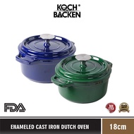KOCH&BACKEN Enamel Cast Iron Dutch Oven 18cm - Pure Non-Stick Cast Iron Pan