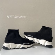 [HYC] BALENCIAGA SPEED TRAINERS 字母 烙印 針織襪子 襪套鞋 休閒鞋 初代配色 黑白 OREO EU36 裸鞋